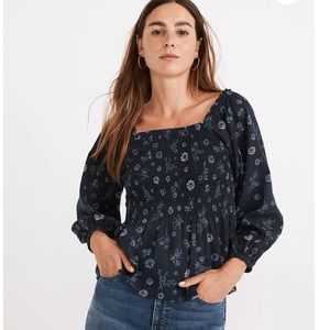 Madewell Lucie Smocked Peplum Top in Cottage Floral Size 14
